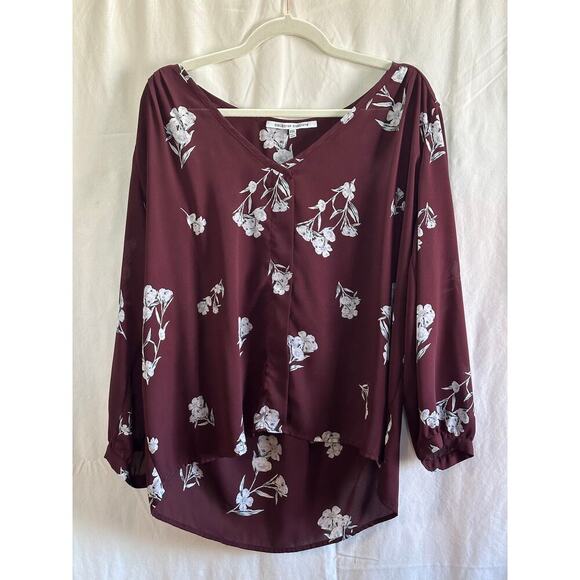 Collective Concepts Tops - Collective Concepts Maroon Floral Blouse – Size XXL